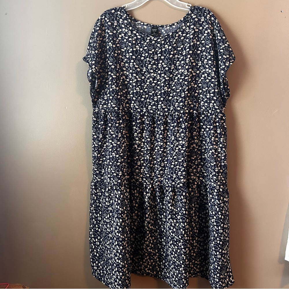 Emery Rose Floral chic boho navy floral dress XL cottagecore aesthetic spring